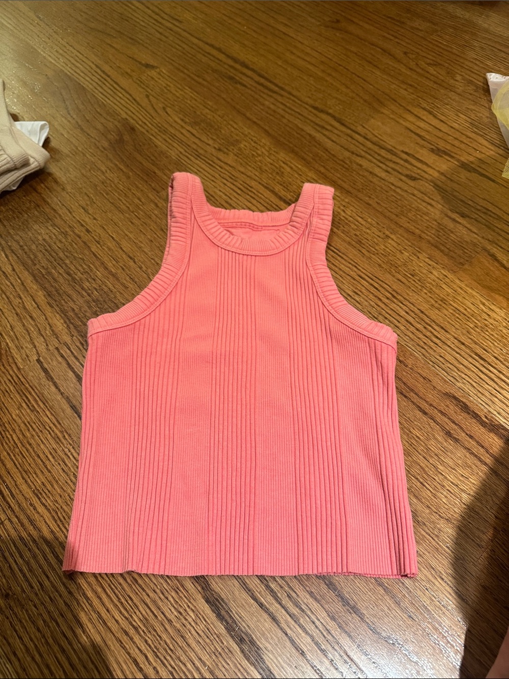 aerie Coral Pink Ribbed Tank Top